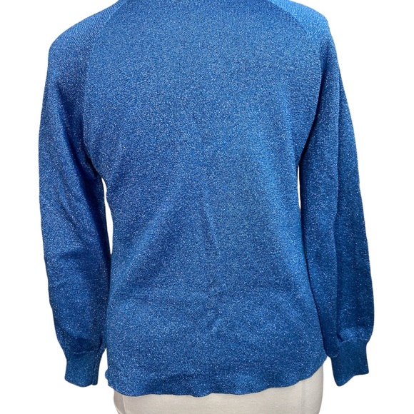 Blue metallic split hem Crewneck sweater - Picture 4 of 5